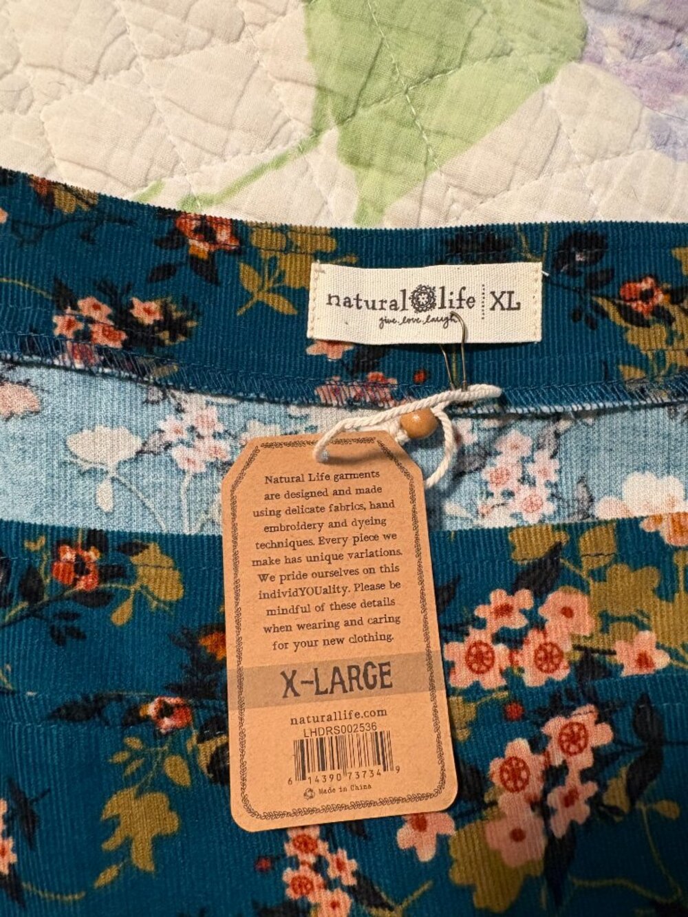NATURAL LIFE Berkley Maxi Corduroy Dress Teal XL - Picture 4 of 6